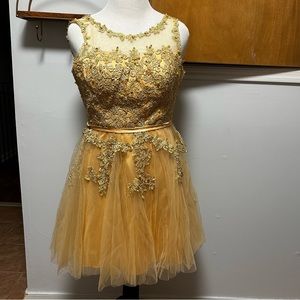 Gold Bedazzled Dress Size L